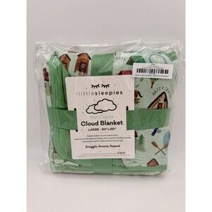 NIB Little Sleepies Green Camp Camping Bamboo Viscose Large Cloud Blanket